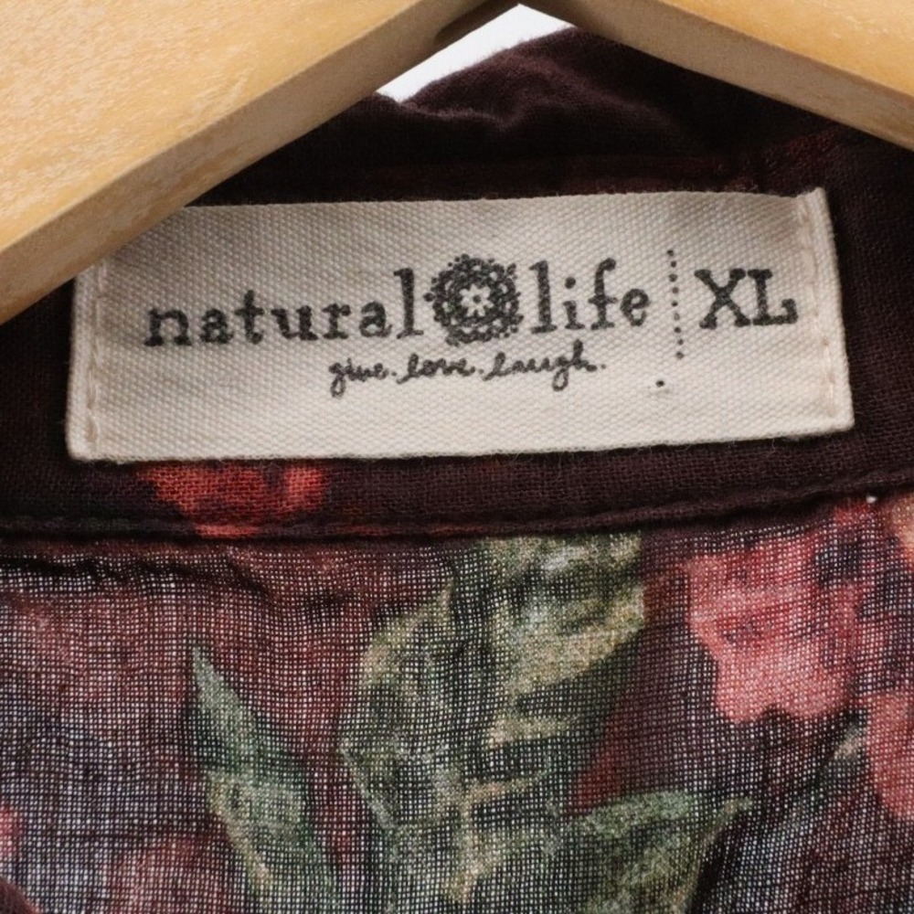 Natural Life Rebecca Boho Floral Midi Dress Puff Sleeve Tiered XL - Picture 10 of 11